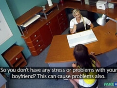 Enthousiasteling, Arts, Vingeren, Lesbisch, Likken, Kantoor, Kut duiken, Bekijker