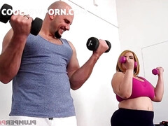 ぽっちゃり, デカパイ, フェラチオ, 巨乳な, イく瞬間, ジム, ラティーナ, 淫乱熟女