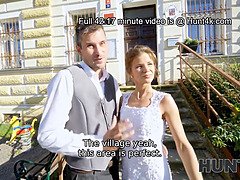 Steve Q & Sarah Kay get down and dirty in a POV wedding dress cuckold video