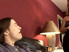 Guy rails horny chubby blonde on the couch