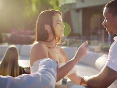 69, デカチン, フェラチオ, 黒人, キス, なめる, 馬乗り, 剃毛