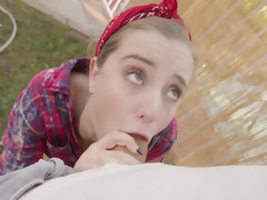 Blonde, Queue, Faciale, Bâillonner, Hard, Naturelle, Seins naturels, Gicler