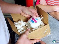 Blonde, Sucer une bite, Tir de sperme, Queue, Suçant, Adolescente