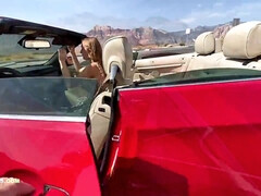 Blond, Rondborstig, Auto, Hondjeshouding, Natuurlijke tieten, Buiten, Gezichtspunt, Tieten likken