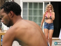 Verga grande, Tetas grandes, Negro, Tetona, Corridas, Interracial, Piscina, Tetas