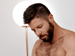 Hairy solo jock eager pleasure jerks cock at home