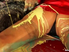 オイル, サテン, ストッキング, 濡れ