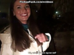 Pretty girl sucks two cocks for money right in the street