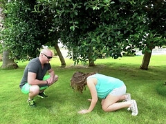 カップル, 指いじり, なめる, アウトドア, 小柄, 剃毛, ティーン, オッパイの