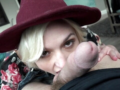 Eliza Jane sucks massive cock and gets fucked balls deep