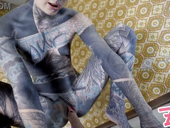 Doigter, Gothique, Masturbation, Orgasme, Chatte, Pute, Tatouage, Jouets