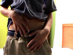 Ramiro records as he admires smooth Fabio in his underwear. He gropes at the boy's package before revealing his big uncut cock.