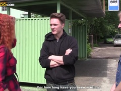 Sperma in gezicht, Hakken, Geld, Roodharige vrouw, Trio