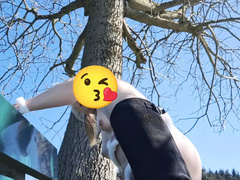 Leie, Europäisch, Frau, Lingerie, Masturbation, Im freien, Öffentlich, Reiten