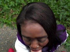 美女, デカパイ, バック, 黒人, 異人種間, アウトドア, ハメ撮り, 公共