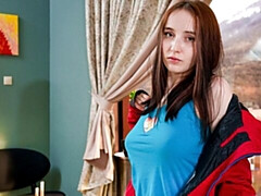 素人, デカパイ, 指いじり, オナニー, ガリガリ, 一人, ストリッピング, ティーン