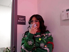 Office Christmas Party Fuck: Cami Strella Sucks Cock in High Heels
