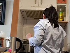 Slut wife cooking without being very hot