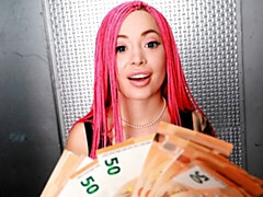 Cute-looking busty pink-haired Misha Maver is enjoying anal sex