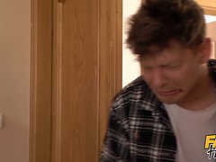 Watch Virgin Backpacker get her tight pussy penetrated in a wild FFM with two college dudes!