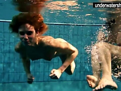 18, 素人, ビキニ, ヌーディスト, プール, 公共, オッパイの, 水中