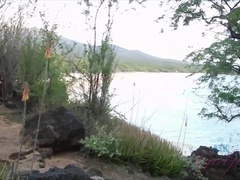 Mamada, Novia, Latina, Desnudo, Orgasmo, Al aire libre, Flaco, Tetas