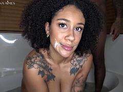 Ebony Takes BBC in the Bath and Facial