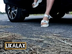 車, Hd, オーガズム, 公共, 奴隷, 一人, おもらし, おもちゃ