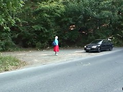 Old bitch gets nailed in the car by a stranger