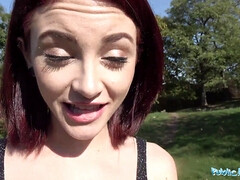 Lola Fae fucks a Euro dude for cash in public for some hot sex action