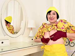 AuntJudys - 63yo Natural Hairy Mature GILF Minia Fingers Her Mature Hairy Pussy