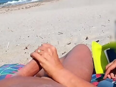 Hot MILF Shows Off Her Big Ass on Nude Beach & Jerks Off Pussy & Boyfriend's Cock in Public - S3xees