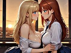 デカパイ, ブロンド, 公共, 赤毛, 生徒, 教師