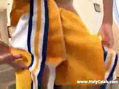 Amateur, Chica, Rubia, Mamada, Animadora, Corrida, Corridas, Tetas