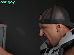 Str8 sporty jock barebacks twink in the locker room until he cums