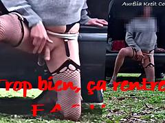 Leie, In den arsch, Crossdresser, Französisch, Im freien, Transfrau, Solo, Spielzeuge