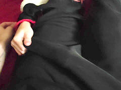 Pareja, Pies, Masturbacion con pies, Mascara, Masturbación, Bragas, Falda, Calcetines