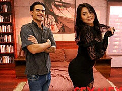 Fishnet bodysuit prone bone then missionary on the red bedroom bed