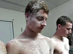 Straight college guys fuck after shower and fun