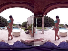 Splendid VR goddess Kira Queen rides your hard dick in POV by the pool
