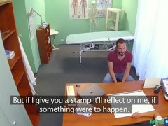 Brunette in tight fit nurse outfit fucks her patient