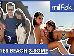 18, 素人, ビーチ, 女 人男 人, Hd, ハメ撮り, 公共, 三人