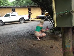 ビーチ, ブロンド, 顔射, 彼女, 公共, ガリガリ, のぞき, 濡れ