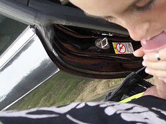 素人, フェラチオ, 車, 小柄, オマンコ, ストッキング, ヤリマンの