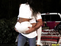 美女, デカ尻, 巨乳な, 車