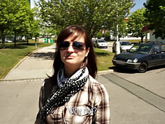 Brille, Handjob, Im freien