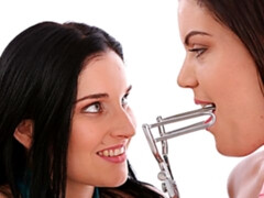 Two hot brunettes Vany Ully and Lucia Denvile love fisting