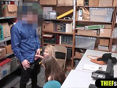 Teen shoplifter and her mom gets fucked by a mall cop