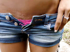 18 años, Mamada, Morena, Checa, Al aire libre, Adolescente