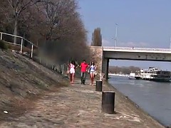 Tussi, Bikini, Braunhaarige, Paar, Gruppe, Hardcore, Realität, Rasiert